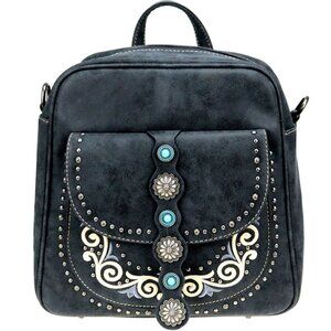 🎀Montana West Concho Backpack/Crossbody Bag - Gray